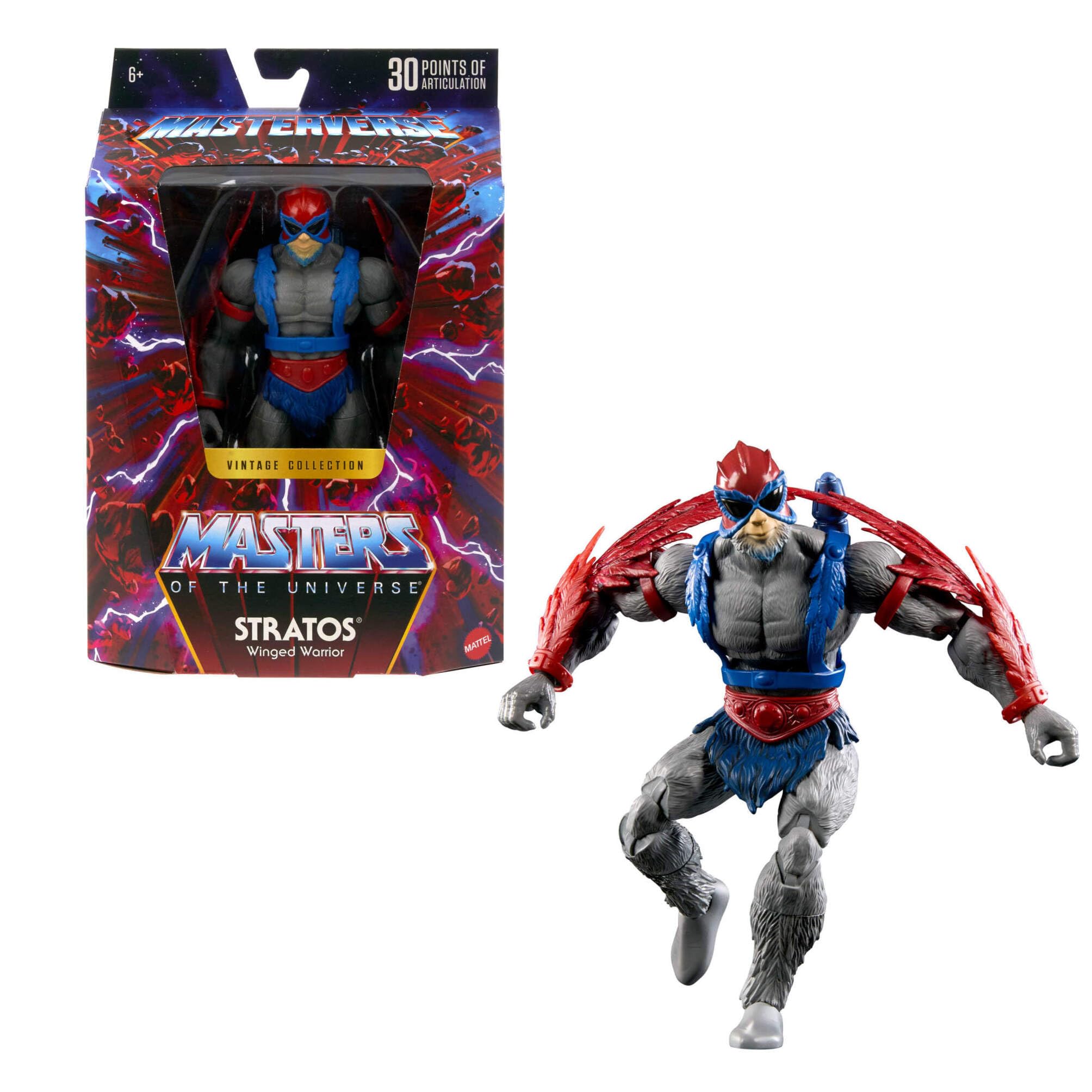 Masters of the Universe Masterverse Action Figure Vintage Collection Stratos, 7 Inch, 30 Articulations, Heroic Bird People Leader with Accessories, JBP96