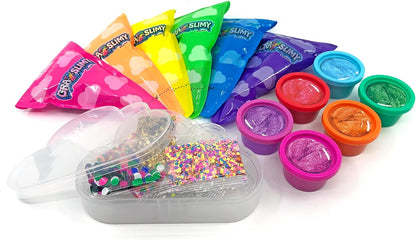 Cra-Z-Slimy Over the Rainbow Slimy Creations 12 pre made slimes with add ins and cloud shaped container