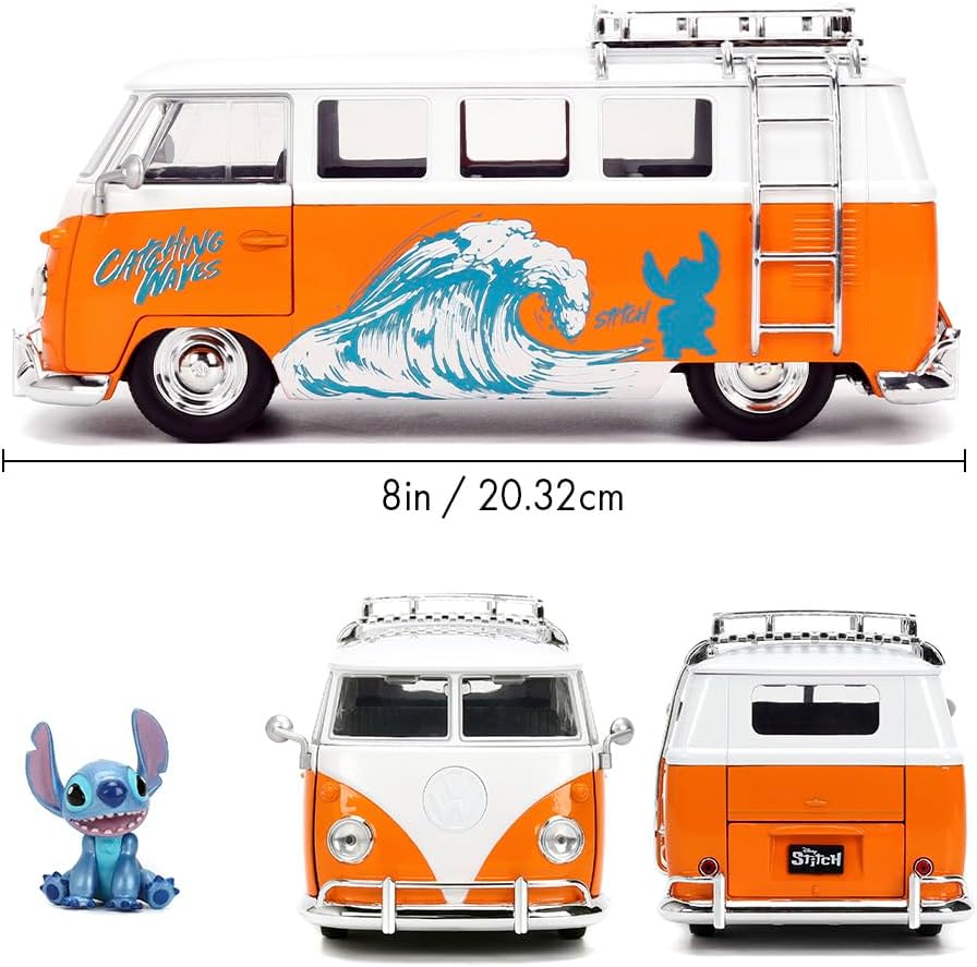 Jada STITCH 1961 VW BEETLE 1:24 die-cast scale model car with figure