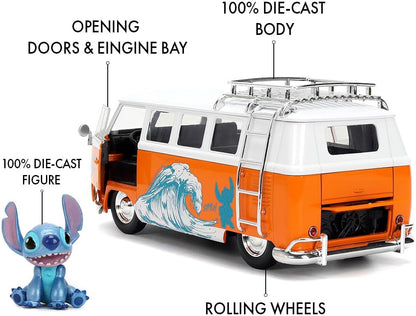 Jada STITCH 1961 VW BEETLE 1:24 die-cast scale model car with figure