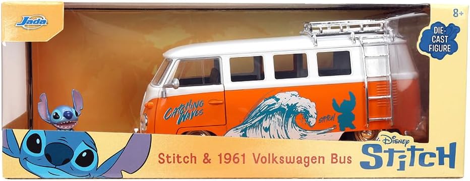 Jada STITCH 1961 VW BEETLE 1:24 die-cast scale model car with figure