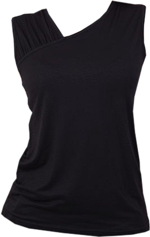 Gathered Shoulder Slant Vest Black M