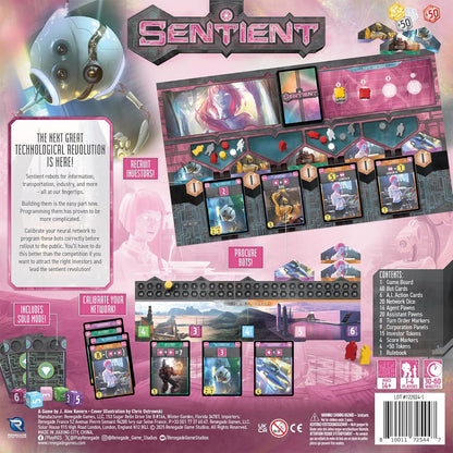 Renegade Games : Sentient – Édition révisée Tech Revolution Jeu de société, Nouveau Mode Solo et Robots mis à Jour, Robots de Construction et de Programme, à partir de 14 Ans, 1 à 4 Joueurs