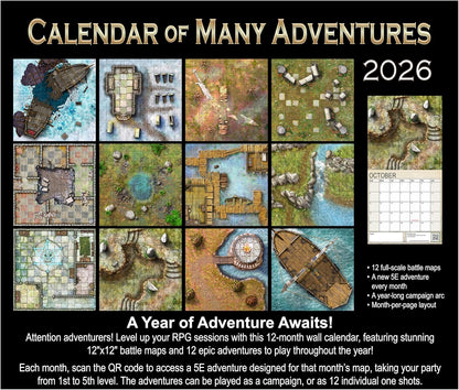 Loke Battlemats Calendar of Many Adventures 2026, Calendar 2026