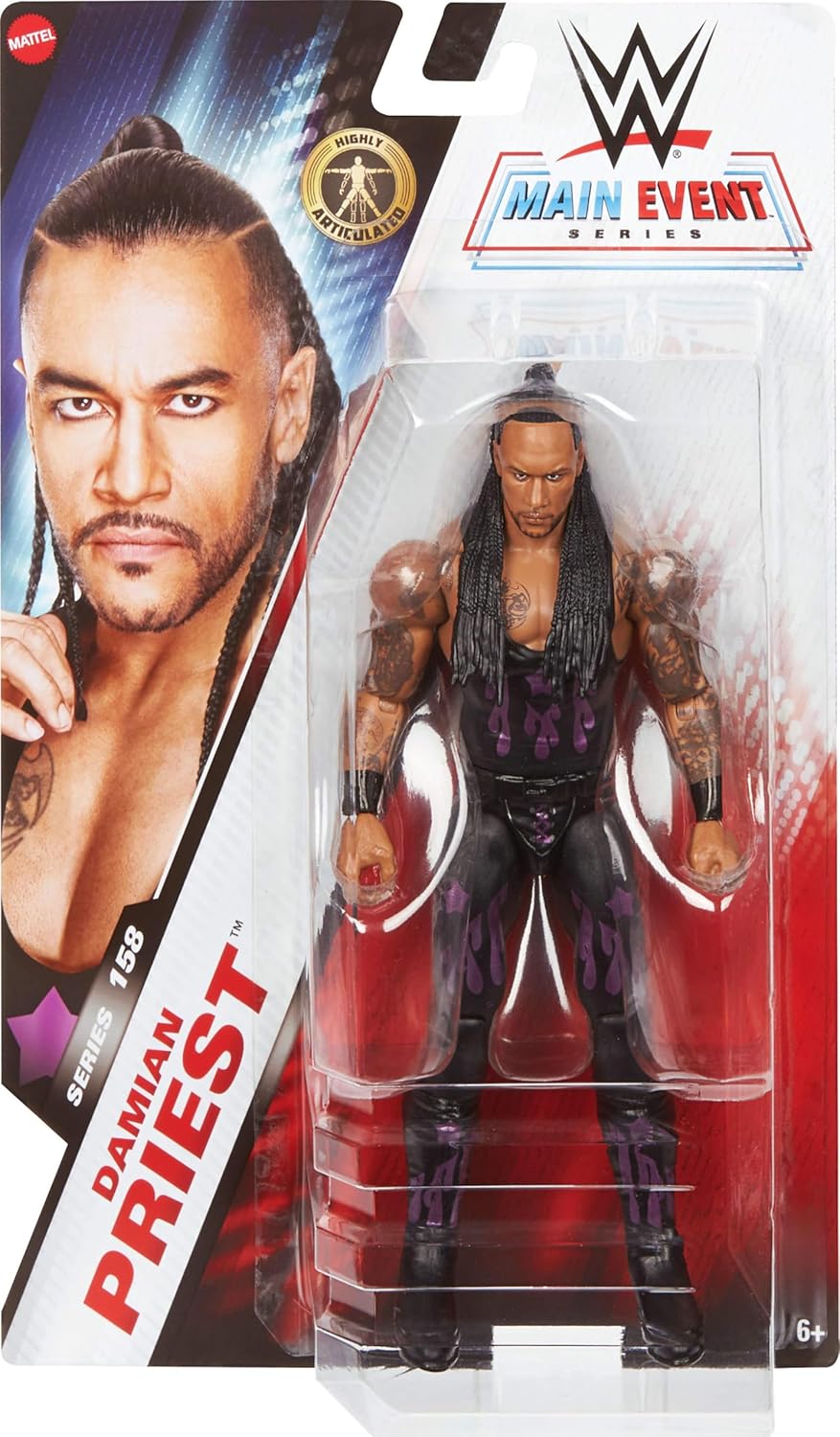 Mattel WWE Damian Priest Action Figure, Main Event Series #158, 6-inch Collectible Superstar with 14 Articulation Points & Life-Like Look