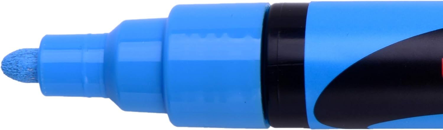 Uni-Ball PWE-5M Liquid Chalk Marker Pens. Multi-Purpose Wipeable Coloured Markers for Blackboards, Chalkboards, Whiteboards, Glass, Mirrors, Plastic, Windows, Metal. Non-Toxic. Bullet Tip. Pack Of 4