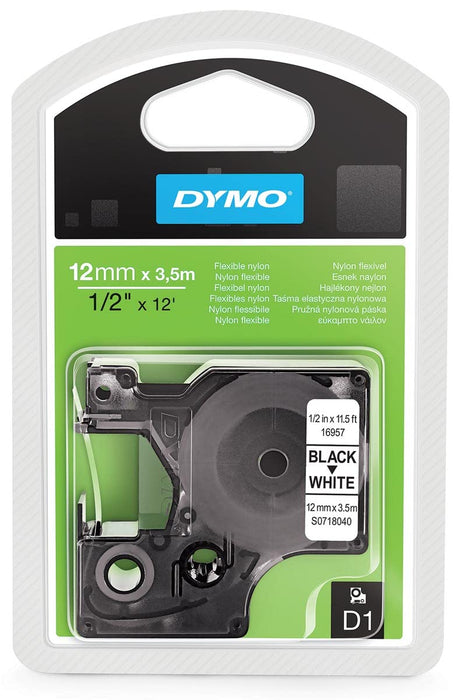 DYMO D1 Labels, 12 mm x 3.5 m Roll, Black Print on White, Self-Adhesive Labels for LabelManager Label Printers, Authentic