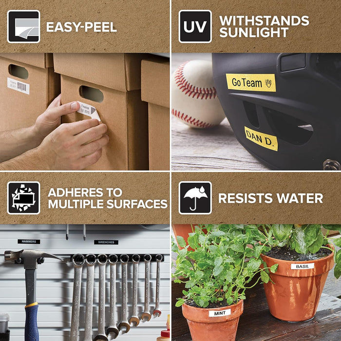 DYMO D1 Labels, 12 mm x 3.5 m Roll, Black Print on White, Self-Adhesive Labels for LabelManager Label Printers, Authentic