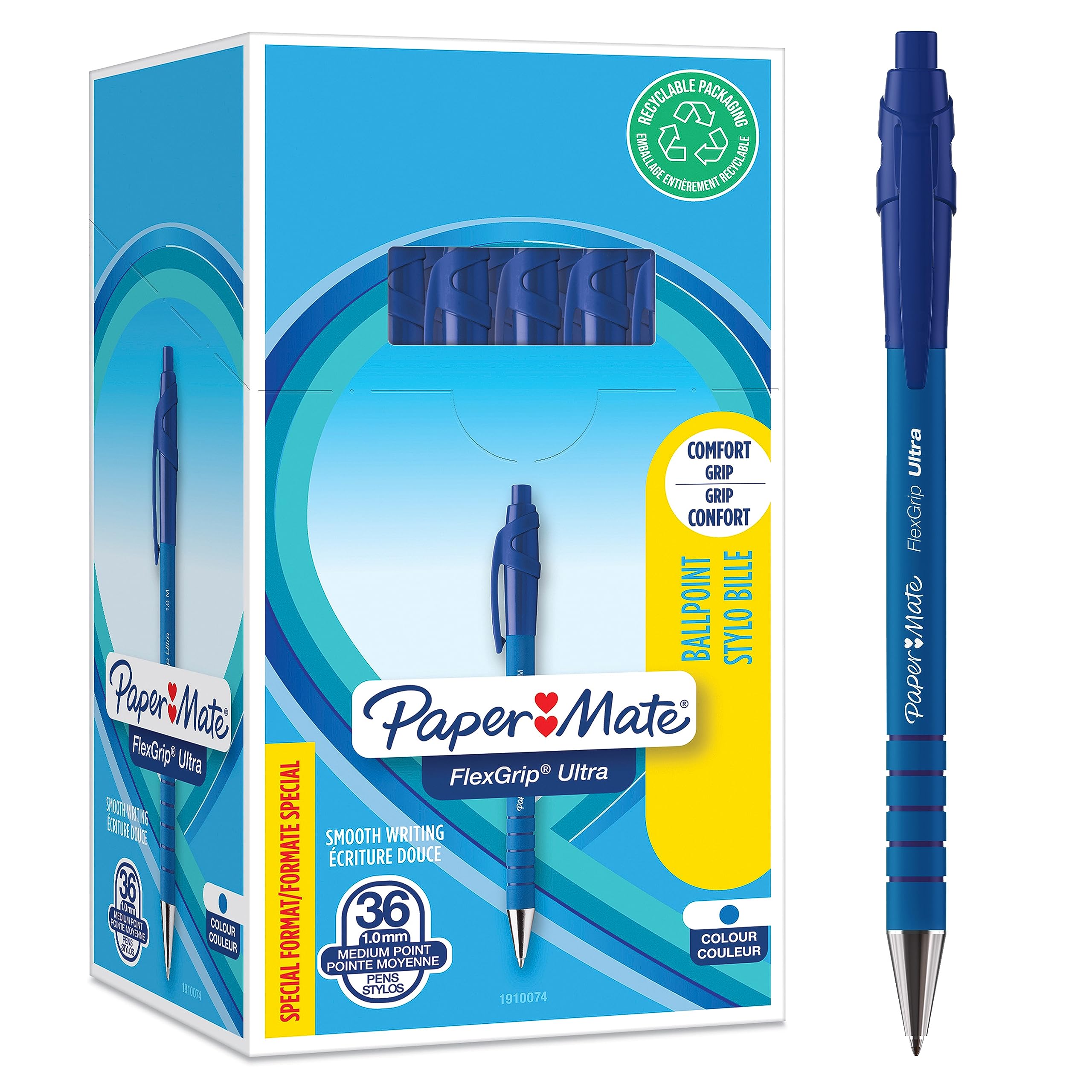 Paper Mate Flexgrip Ultra Ballpoint Pens - Medium Point (1.0mm) - Blue