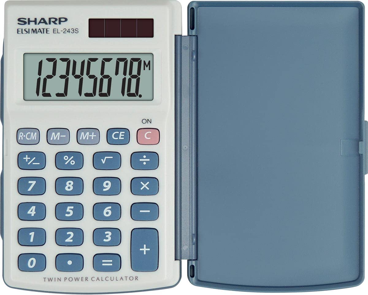 Sharp EL-243S – Taschenrechner, Taschenlampe, Taschenrechner Basic, 8 Ziffern, Silber