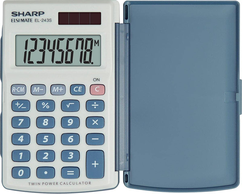 Sharp EL-243S – Taschenrechner, Taschenlampe, Taschenrechner Basic, 8 Ziffern, Silber