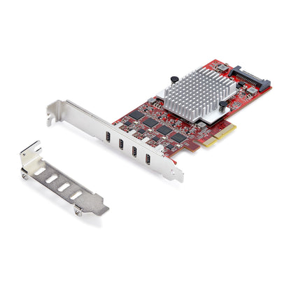 StarTech.com Carte PCIe USB-C 4 Ports, USB 3.2 10 Gbps, Carte d'Extension PCI Express, 4 Contrôleurs Indépendants
