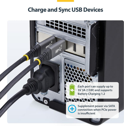 StarTech.com Carte PCIe USB-C 4 Ports, USB 3.2 10 Gbps, Carte d'Extension PCI Express, 4 Contrôleurs Indépendants