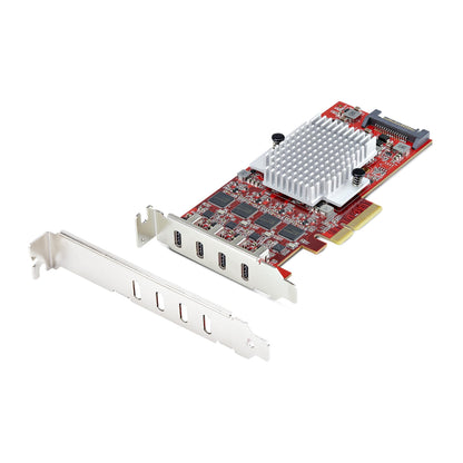 StarTech.com Carte PCIe USB-C 4 Ports, USB 3.2 10 Gbps, Carte d'Extension PCI Express USB-C, 4 Contrôleurs USB Indépendants