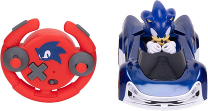 Sonic The Hedgehog - JAKKS Pacific – Ferngesteuertes Fahrzeug Sonic Drift mit Lichteffekten – offizielles Lizenzprodukt des Videospiels – interaktives ferngesteuertes Spielzeug für Kinder Sonic Fans