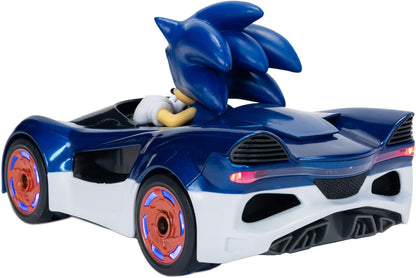 Sonic The Hedgehog - JAKKS Pacific – Ferngesteuertes Fahrzeug Sonic Drift mit Lichteffekten – offizielles Lizenzprodukt des Videospiels – interaktives ferngesteuertes Spielzeug für Kinder Sonic Fans