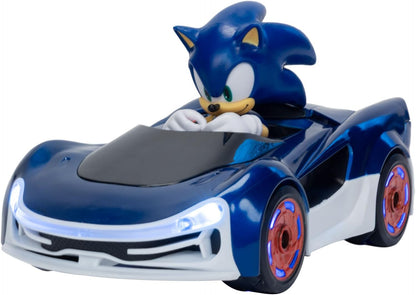 Sonic The Hedgehog - JAKKS Pacific – Ferngesteuertes Fahrzeug Sonic Drift mit Lichteffekten – offizielles Lizenzprodukt des Videospiels – interaktives ferngesteuertes Spielzeug für Kinder Sonic Fans