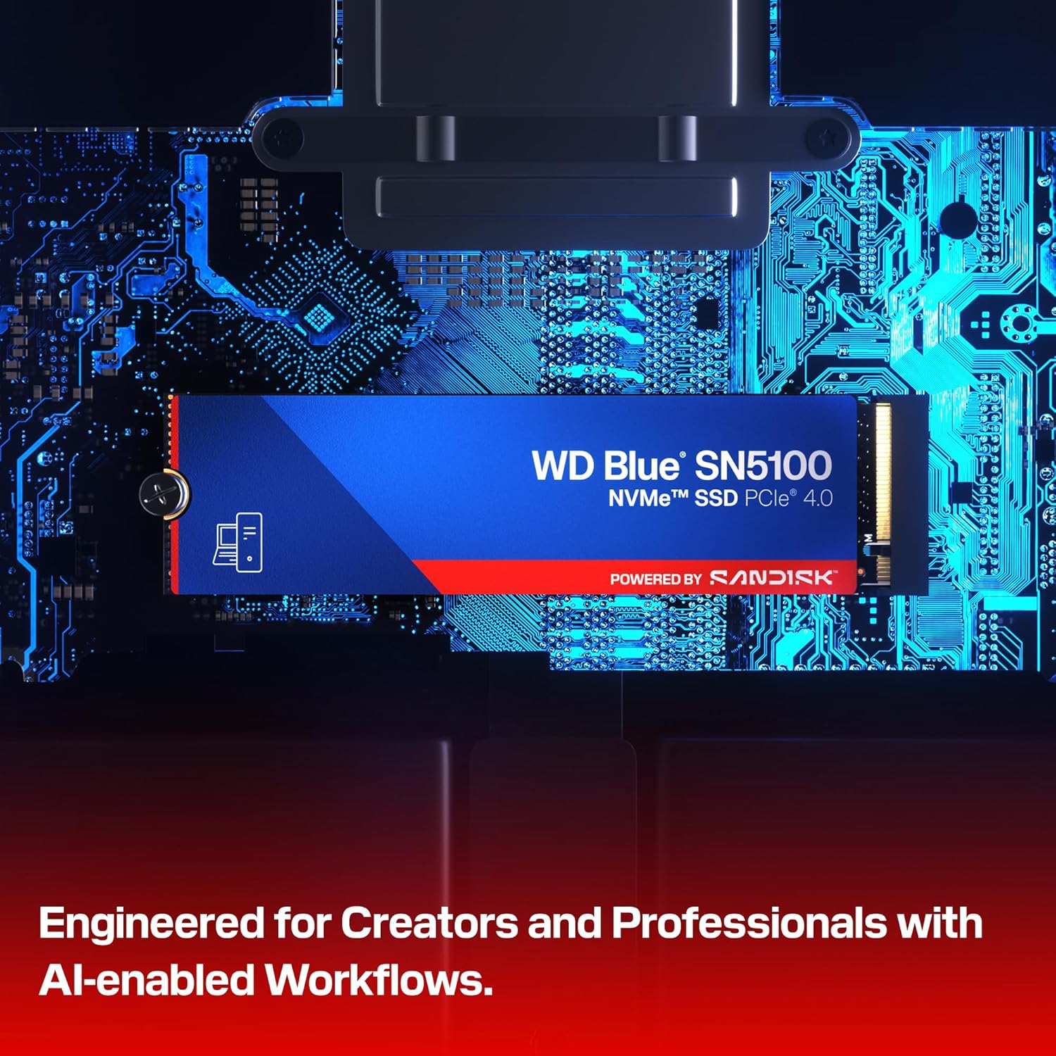 WD Blue SN5100 500GB NVMe SSD (6,600 MB/s Read Speeds, M.2 2280, PCIe Gen 4.0, nCache 4.0, Sandisk 3D CBA NAND technology, Acronis True Image data migration software)