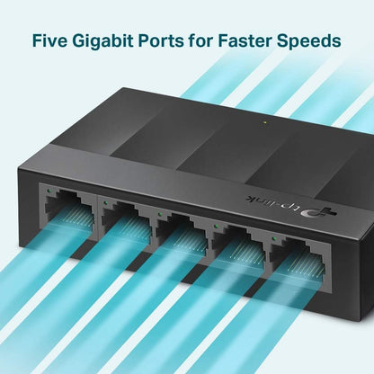 TP-Link LS1005G 5-Port Gigabit Network Switch, Desktop/Wallmount Ethernet Splitter, Plug and Play, Power Saving, Fanless design, IEEE 802.3X, Auto-MDI/MDIX, Perfect for Home/Office/Surveillance