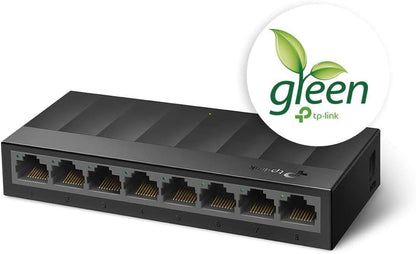 TP-Link LS1008G 8-Port Gigabit Network Switch, Desktop/Wallmount Ethernet Splitter, Plug and Play, Power Saving, Fanless design, Perfect for Home/Office/Surveillance