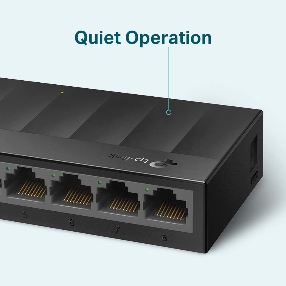TP-Link LS1008G 8-Port Gigabit Network Switch, Desktop/Wallmount Ethernet Splitter, Plug and Play, Power Saving, Fanless design, Perfect for Home/Office/Surveillance