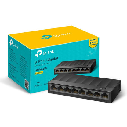 TP-Link LS1008G 8-Port Gigabit Network Switch, Desktop/Wallmount Ethernet Splitter, Plug and Play, Power Saving, Fanless design, Perfect for Home/Office/Surveillance