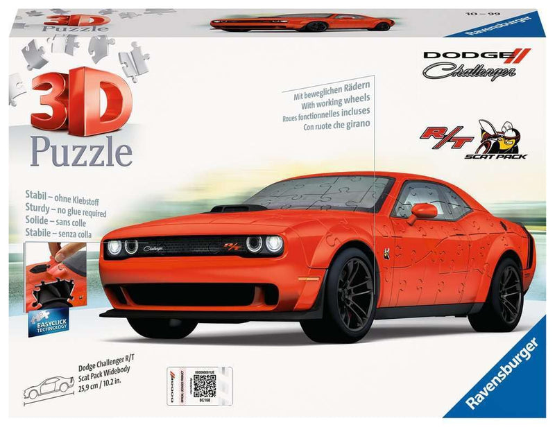 Ravensburger 3D Puzzle 11284 - Dodge Challenger R/T Scat Pack Widebody - Het icoon onder de muscle cars als 3D-puzzelauto - voor muscle car-fans van 10 jaar en ouder: Beleef puzzels in de 3e dimensie