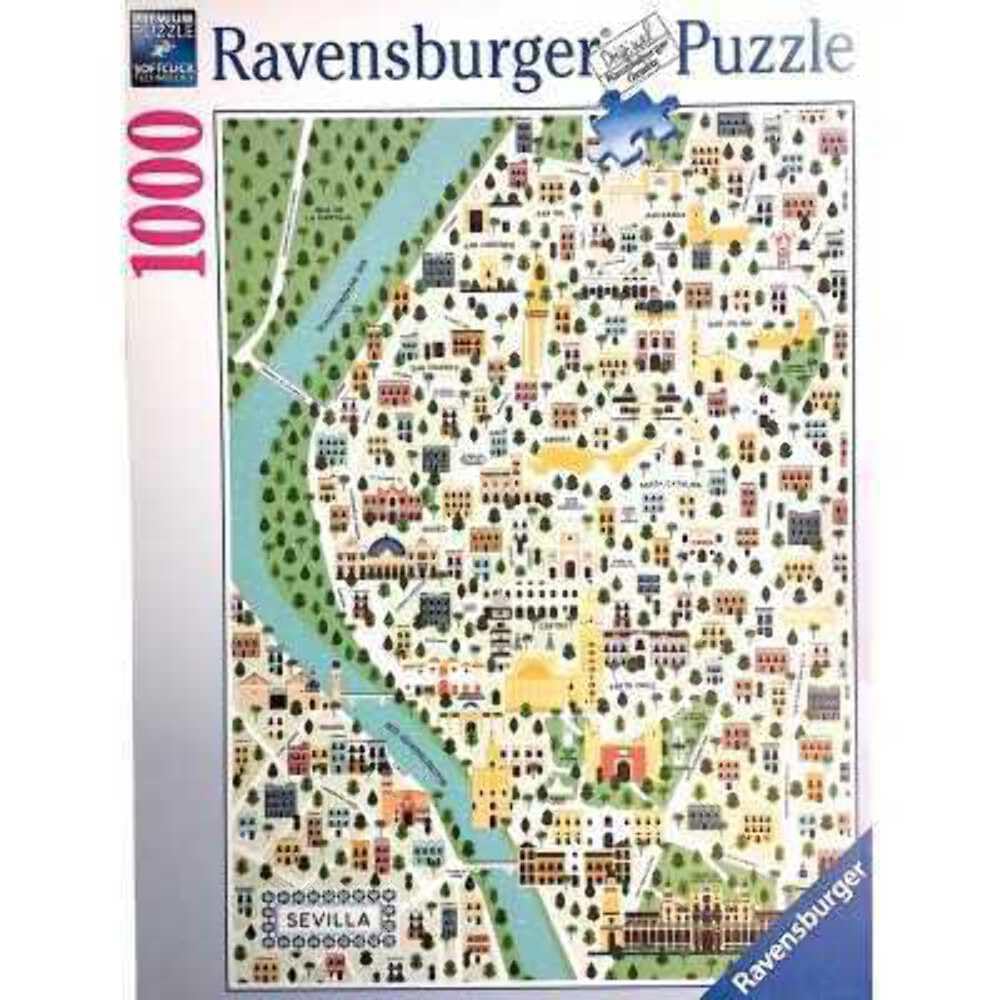 Ravensburger Puzzel: Sevilla-kaart, puzzel, 1000 stukjes, puzzels voor volwassenen, puzzel met 1000 stukjes, lijm voor het inlijsten van puzzels, puzzel voor volwassenen, wereldkaart puzzel, 70 x 50