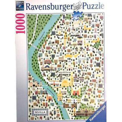 Ravensburger Puzzel: Sevilla-kaart, puzzel, 1000 stukjes, puzzels voor volwassenen, puzzel met 1000 stukjes, lijm voor het inlijsten van puzzels, puzzel voor volwassenen, wereldkaart puzzel, 70 x 50