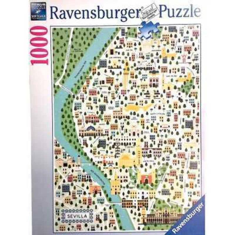 Ravensburger Puzzel: Sevilla-kaart, puzzel, 1000 stukjes, puzzels voor volwassenen, puzzel met 1000 stukjes, lijm voor het inlijsten van puzzels, puzzel voor volwassenen, wereldkaart puzzel, 70 x 50