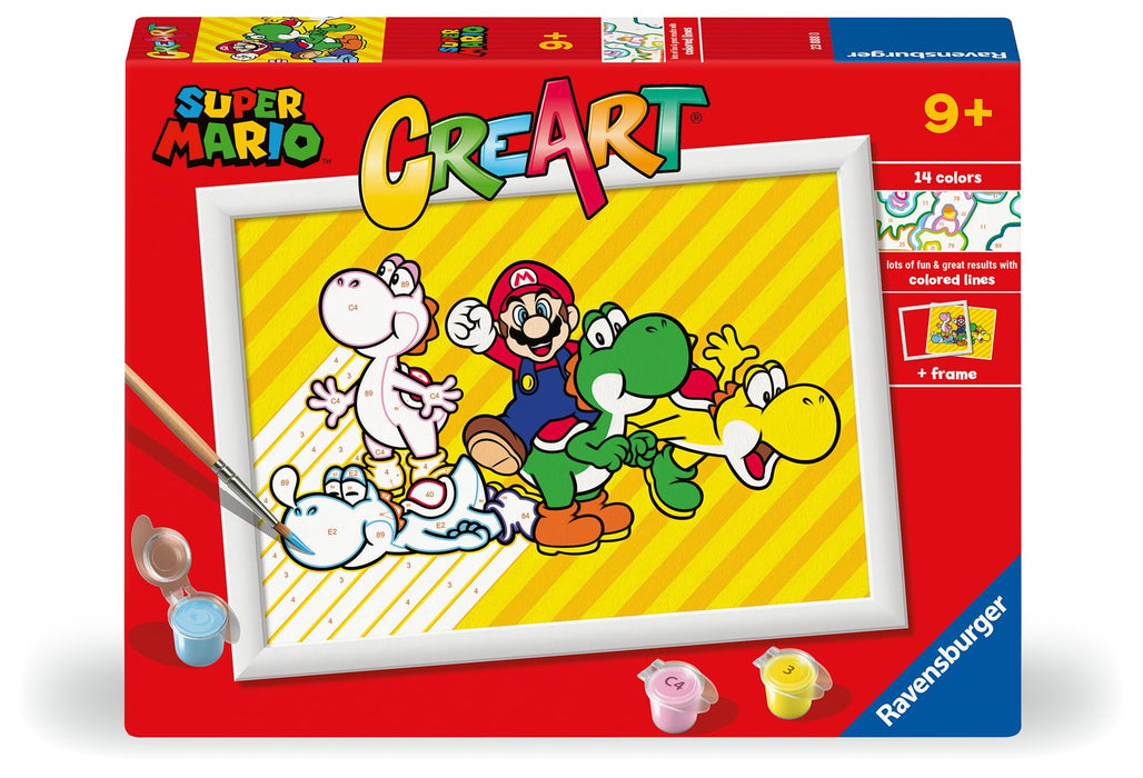 Ravensburger CreArt Serie D: Super Mario, schilderset op nummer, bevat een voorgedrukte plank, een kwast, kleuren en accessoires, creatief spel voor jongens en meisjes vanaf 9 jaar