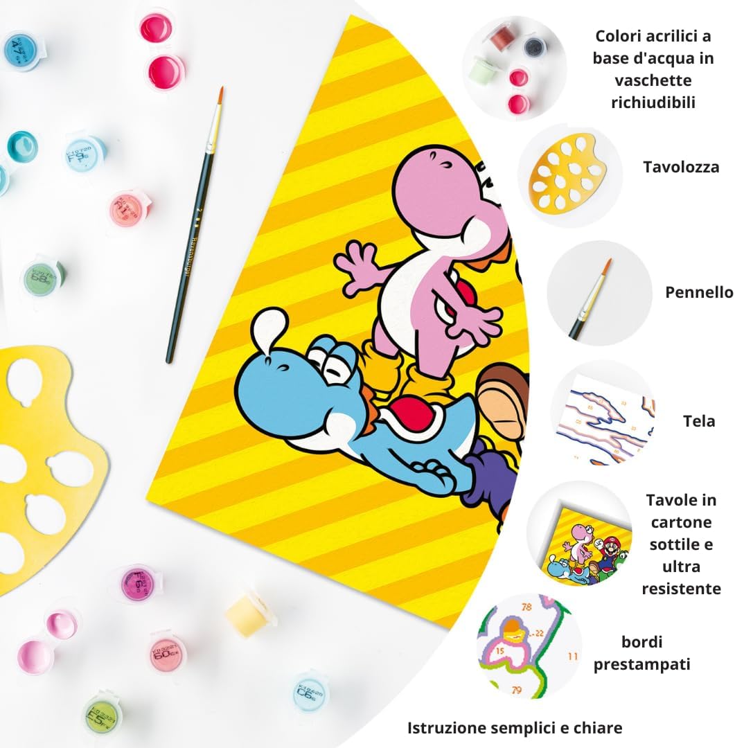 Ravensburger CreArt Serie D: Super Mario, schilderset op nummer, bevat een voorgedrukte plank, een kwast, kleuren en accessoires, creatief spel voor jongens en meisjes vanaf 9 jaar