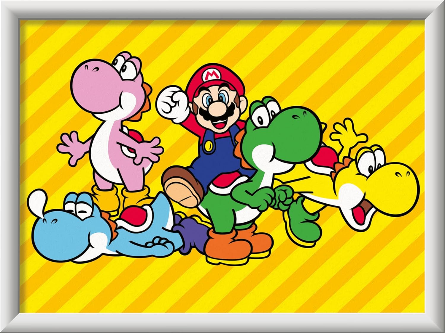 Ravensburger CreArt Serie D: Super Mario, schilderset op nummer, bevat een voorgedrukte plank, een kwast, kleuren en accessoires, creatief spel voor jongens en meisjes vanaf 9 jaar