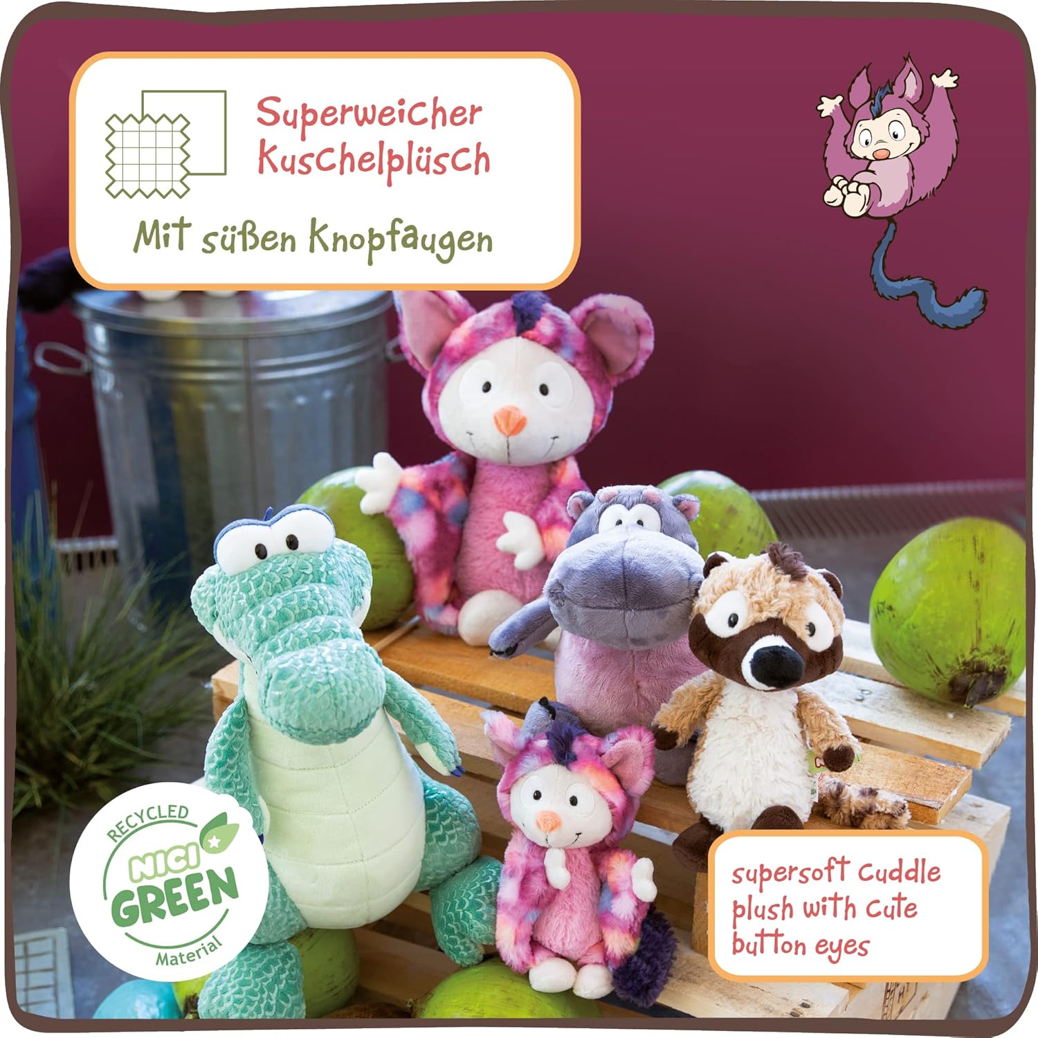 NICI Coaty de Neusbeer Knuffel 43 cm – Duurzame Neusberen Knuffel voor Meisjes, Jongens & Baby’s – Pluizig Knuffeldier Coaty om mee te Knuffelen en Spelen – Pluche Dieren van Wild Friends