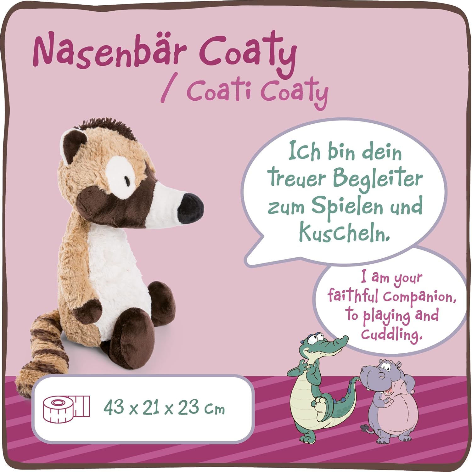 NICI Coaty de Neusbeer Knuffel 43 cm – Duurzame Neusberen Knuffel voor Meisjes, Jongens & Baby’s – Pluizig Knuffeldier Coaty om mee te Knuffelen en Spelen – Pluche Dieren van Wild Friends