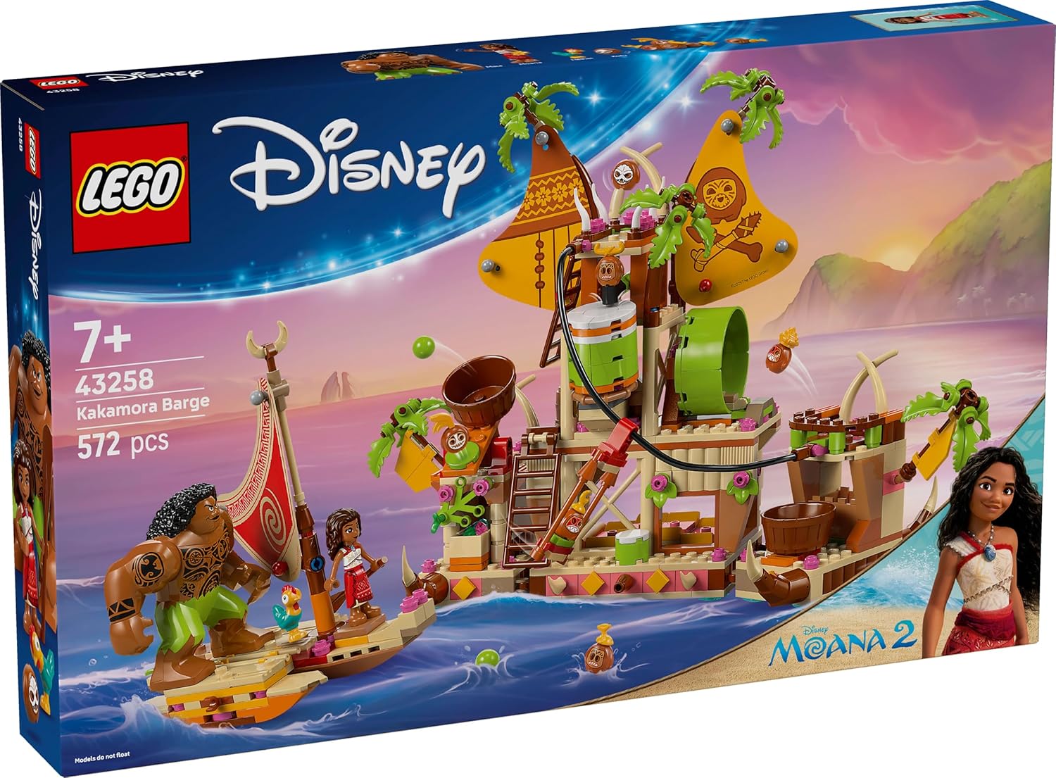 LEGO ǀ Disney Vaiana 2 Kakamora boot - Bouwbaar Speelgoed voor 7 Jaar en Ouder, Jongens en Meisjes, met Boot Model, Vaiana Poppetje en Maui Figuur, Verzamelbaar Verjaardagscadeau voor Fans 43258