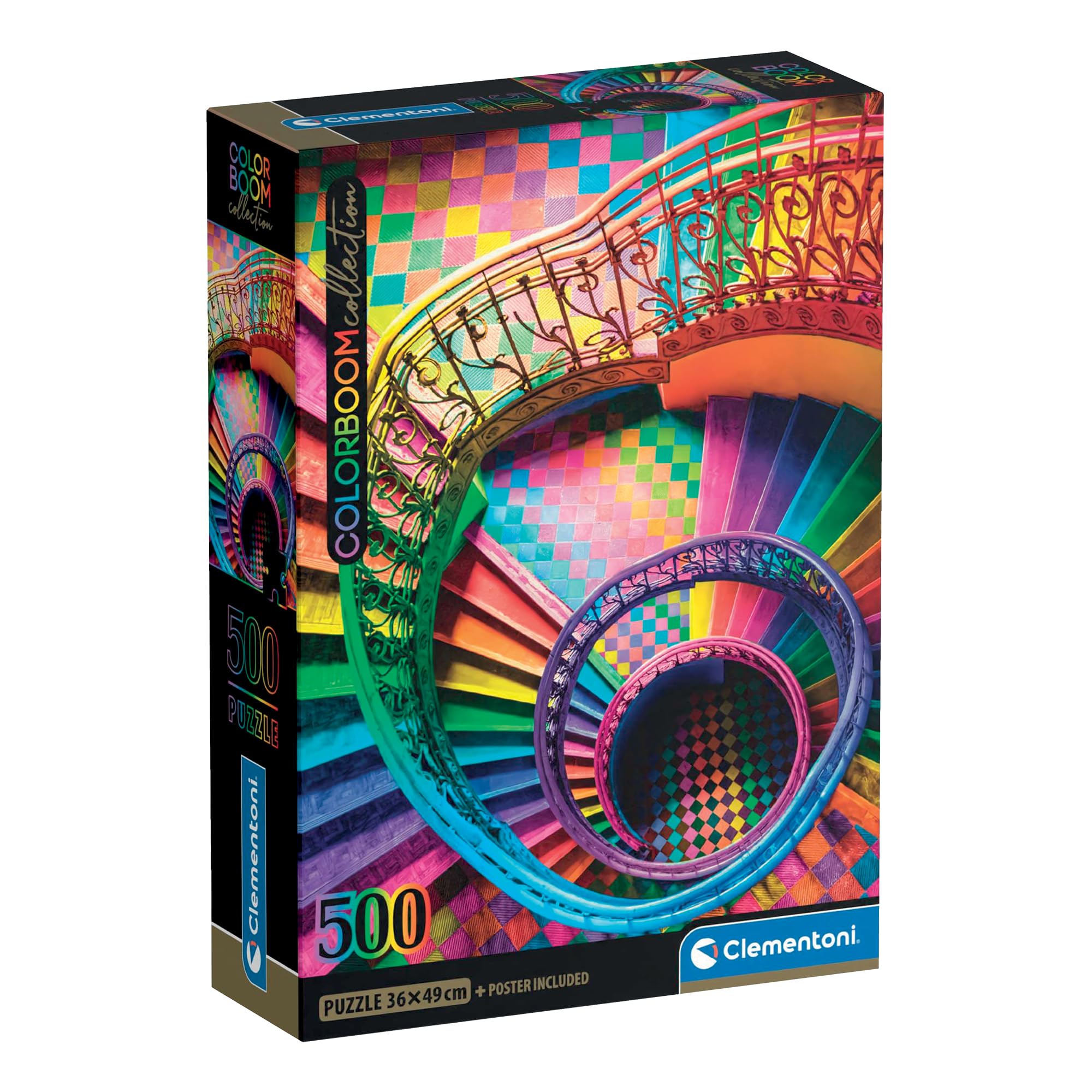 Clementoni - Puzzel met 500 stukjes voor volwassenen en jongens, Colorboom Collection, thema Stairs, compacte doos met poster, cadeau-idee voor dames en heren, Made in Italy, 49 x 36 cm, 35591