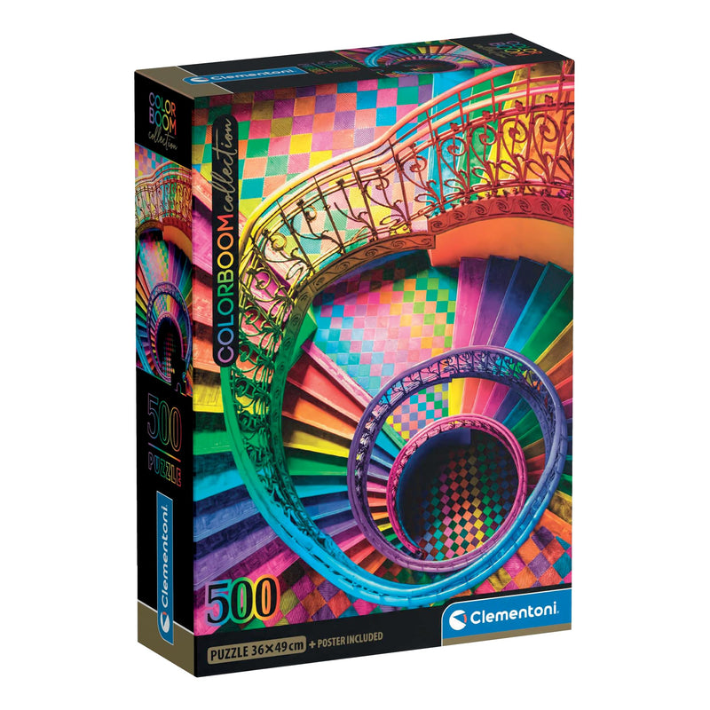 Clementoni - Puzzel met 500 stukjes voor volwassenen en jongens, Colorboom Collection, thema Stairs, compacte doos met poster, cadeau-idee voor dames en heren, Made in Italy, 49 x 36 cm, 35591