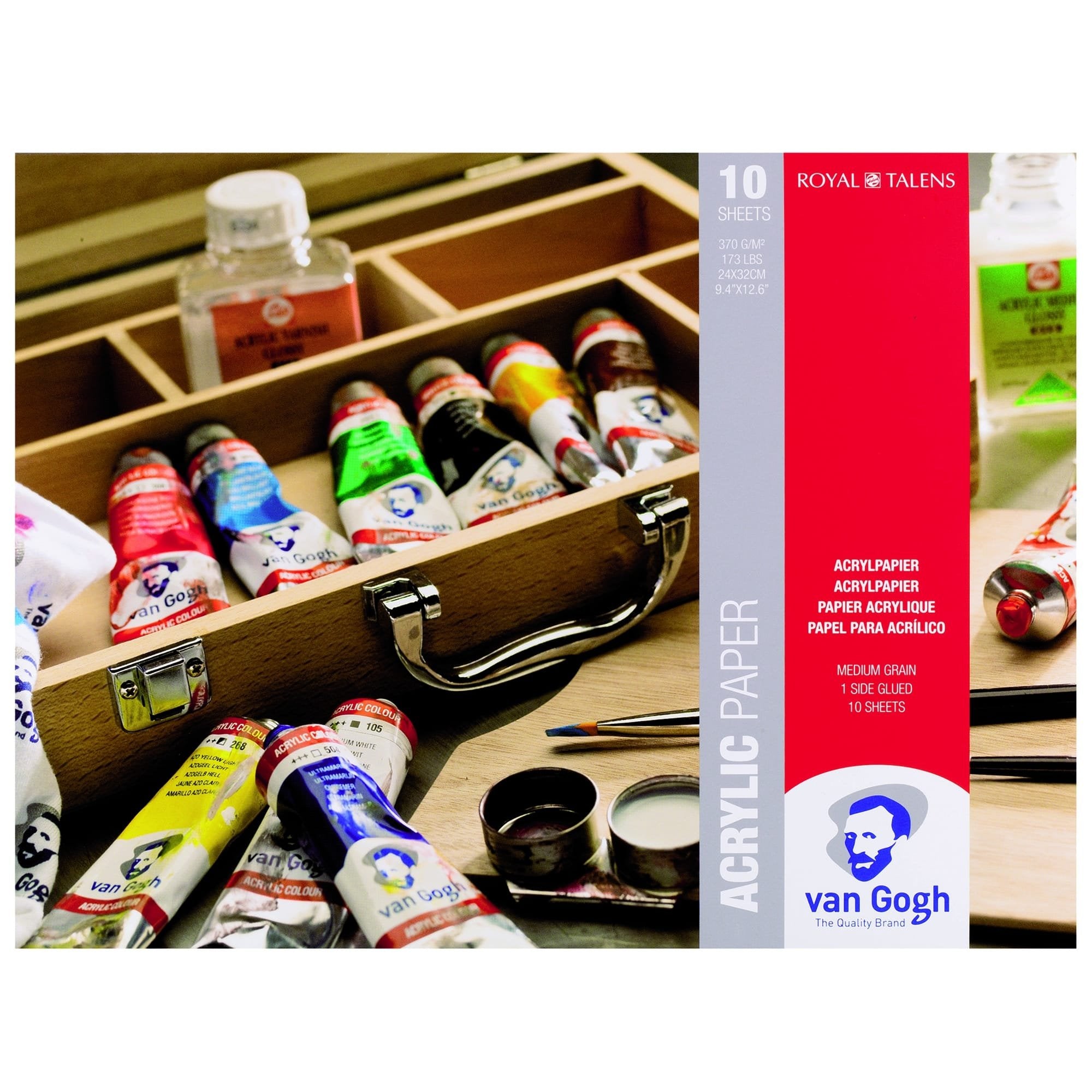 Royal Talens - Van Gogh Papierblok voor acryl, 10 vellen, 370 g/173 lb, afmetingen 24 x 32 cm