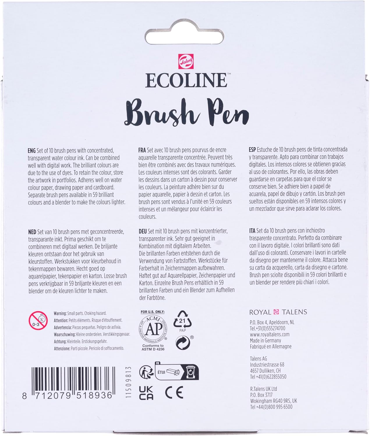 Bruynzeel - Ecoline Brush Pen Set Helder 10 Kleuren