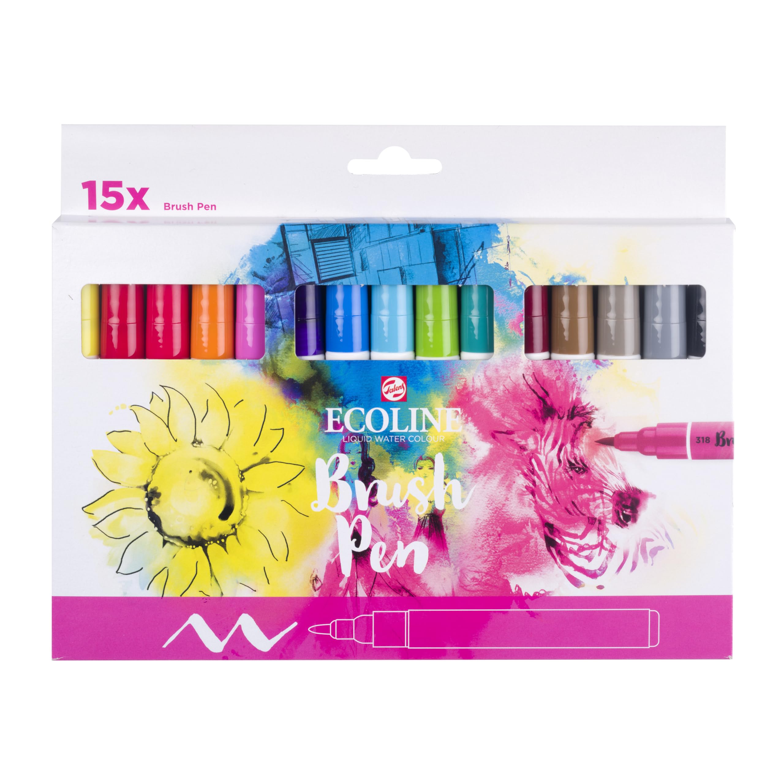 Bruynzeel - Ecoline Brush Pen Set 15 Kleuren
