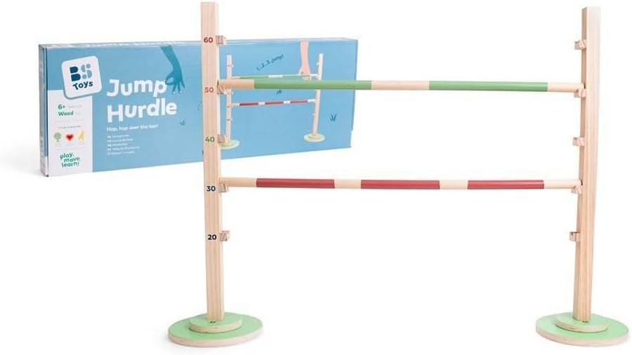BS Toys Horse hordenloop, springhorde van FSC-hout, in hoogte verstelbaar obstakel voor springen, outdoorspeelgoed vanaf 6 jaar