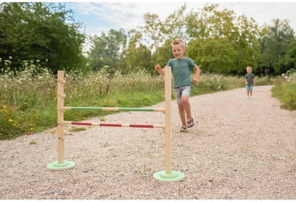 BS Toys Horse hordenloop, springhorde van FSC-hout, in hoogte verstelbaar obstakel voor springen, outdoorspeelgoed vanaf 6 jaar