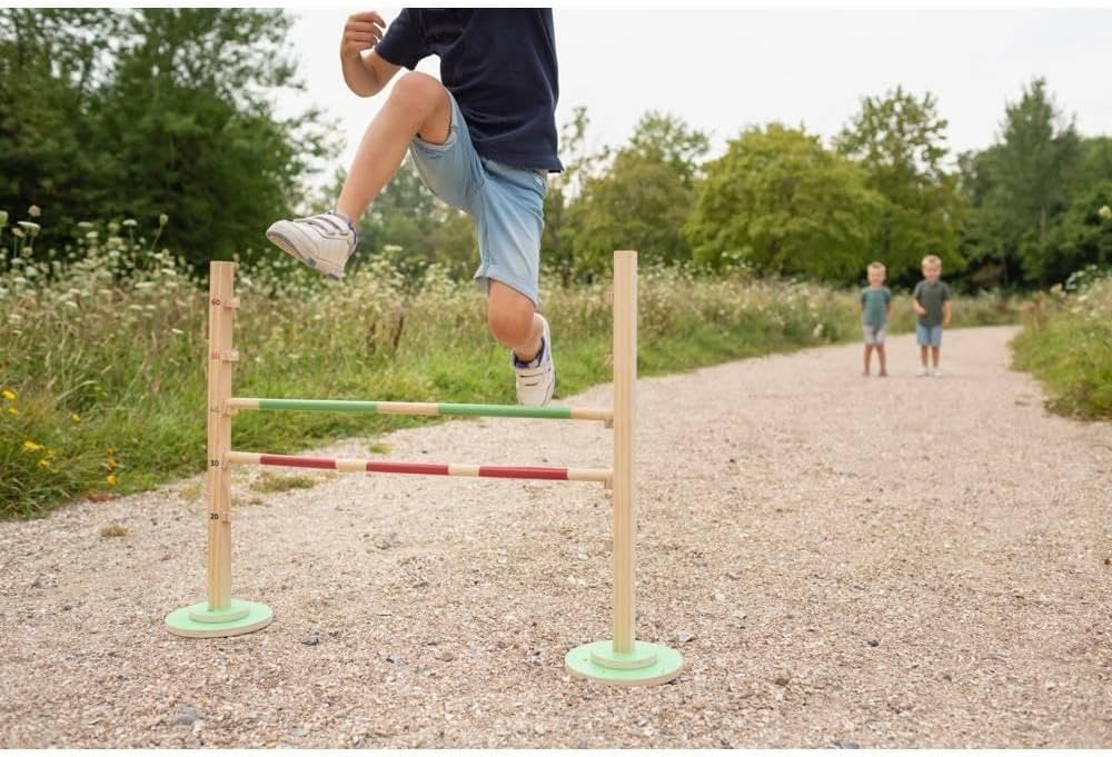 BS Toys Horse hordenloop, springhorde van FSC-hout, in hoogte verstelbaar obstakel voor springen, outdoorspeelgoed vanaf 6 jaar