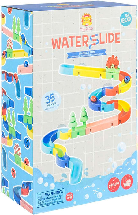 Tiger Tribe ECO marmeren waterglijbaan - 35 stuks badglijspeelgoed voor peuters en kinderen, interactief waterspeelgoed, cadeaus voor peuters en kinderen, duurzaam gemaakt met bioplastic, leeftijd 3 +