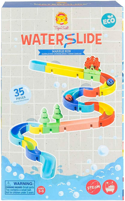 Tiger Tribe ECO marmeren waterglijbaan - 35 stuks badglijspeelgoed voor peuters en kinderen, interactief waterspeelgoed, cadeaus voor peuters en kinderen, duurzaam gemaakt met bioplastic, leeftijd 3 +