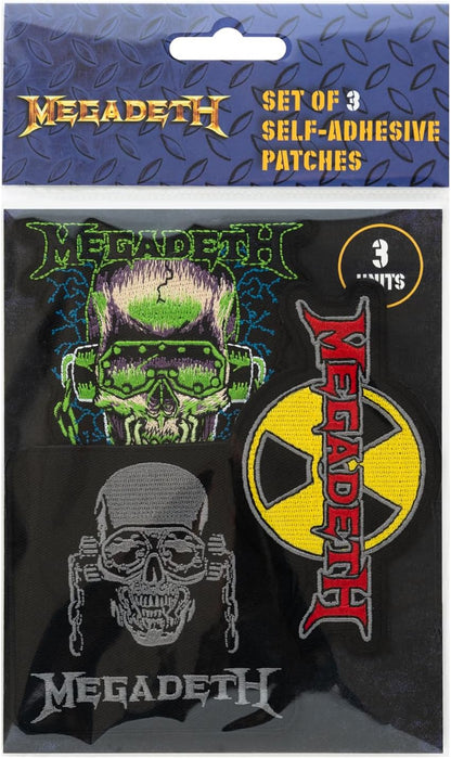 Grupo Erik Set of 3 Patches Megadeth | Iron On Patches, Sew On Patches, Applique Patches for Clothing, Embroidery Patches for Backpacks | Gifts Under 15 Pounds
