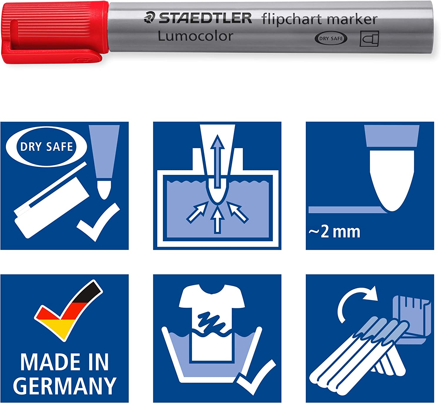 STAEDTLER 356 WP6 Lumocolor Flipchart Markers - Assorted Colours (Pack of 6