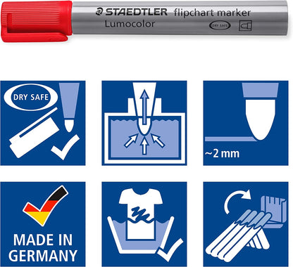 STAEDTLER 356 WP6 Lumocolor Flipchart Markers - Assorted Colours (Pack of 6