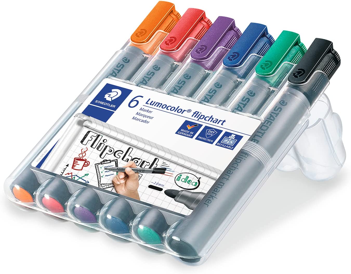 STAEDTLER 356 WP6 Lumocolor Flipchart Markers - Assorted Colours (Pack of 6